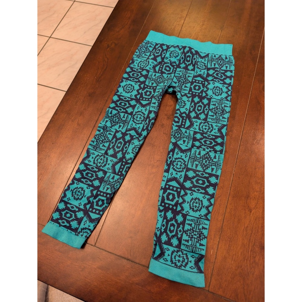 Faded Glory Pendleton Aztec Print Leggings turquoise M - Picture 2 of 3